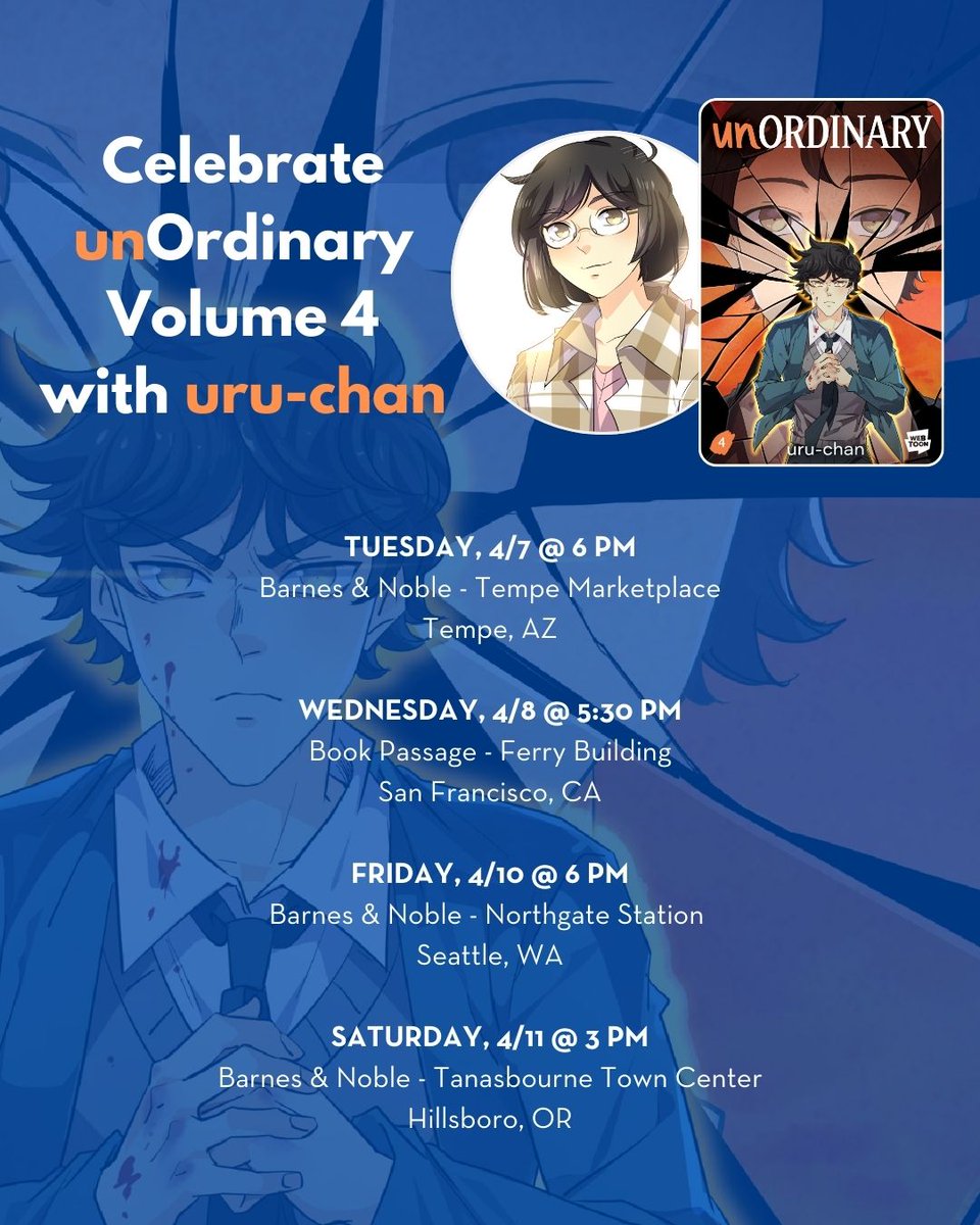 uruchanOFR's tweet photo. Hey everyone, UnOrdinary volume 4 comes out on April 7th!! To celebrate, I'll be doing several signings around the west coast! 

RSVP here: https://t.co/mwAdRbyYai

See you in April! :) https://t.co/IVIpxmyXwz