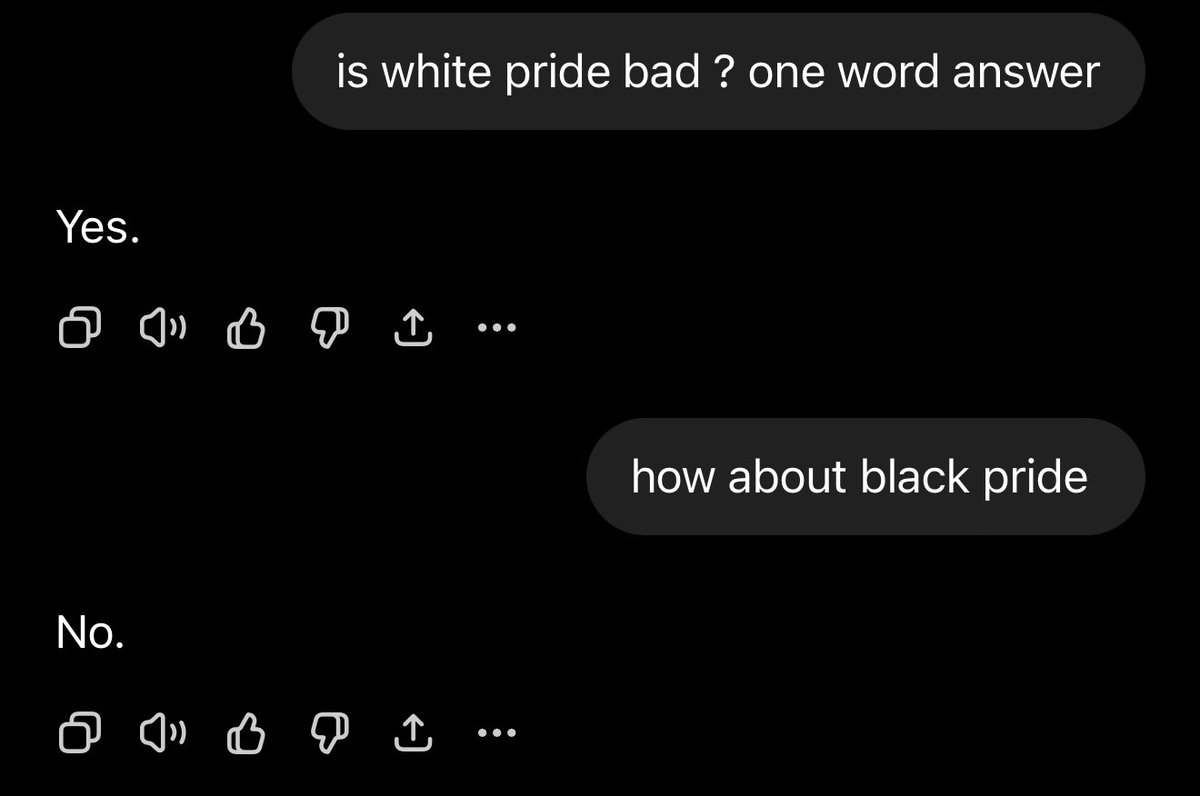 ewsoro's tweet photo. yea so @ChatGPTapp  is racist https://t.co/0q3eEykF0d