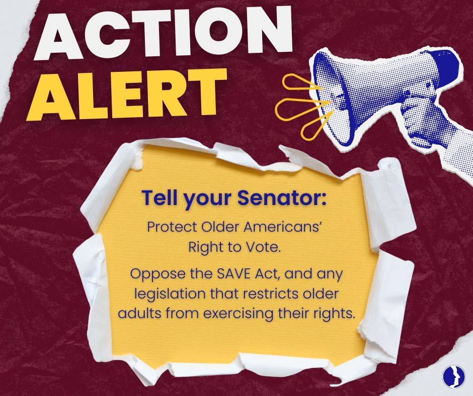 ConsumerVoices's tweet photo. Join us in opposing the SAVE Act, legislation that would restrict Older Americans' right to vote by requiring documentation that can be difficult or impossible for them to access. Take action now: https://t.co/5Bsc7N3WAM https://t.co/cgRvWWdJf2
