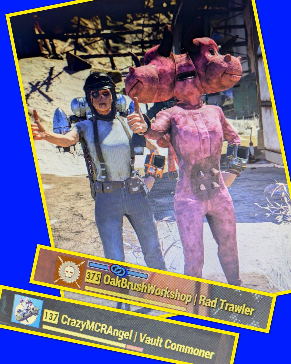 CrazyMCRAngel's tweet photo. 🤩 Exciting moment when streaming 76, and I see @oakbrushworkshop (IG) 😍 HAD to stop for a selfie! ☢️

#fallout76 #fallout #fallout76community #fallout76photomode #falloutcommunity https://t.co/tldIPv0BOo