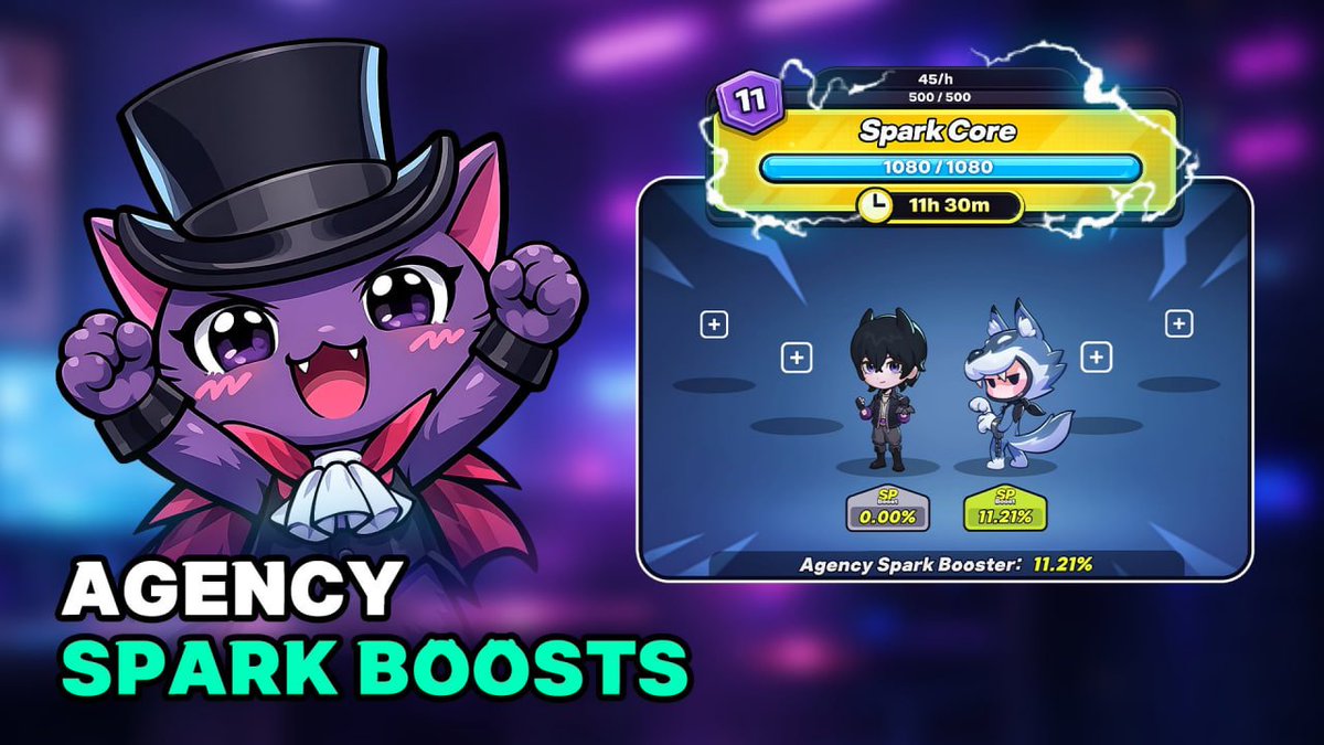 Did you know Agency can provide Spark boosts? 😍

With Agency Display Characters, you can now showcase the Agents that define your style. Whether it’s your strongest carry, your most invested character, or simply your favorite, your Agency now tells a story the moment someone