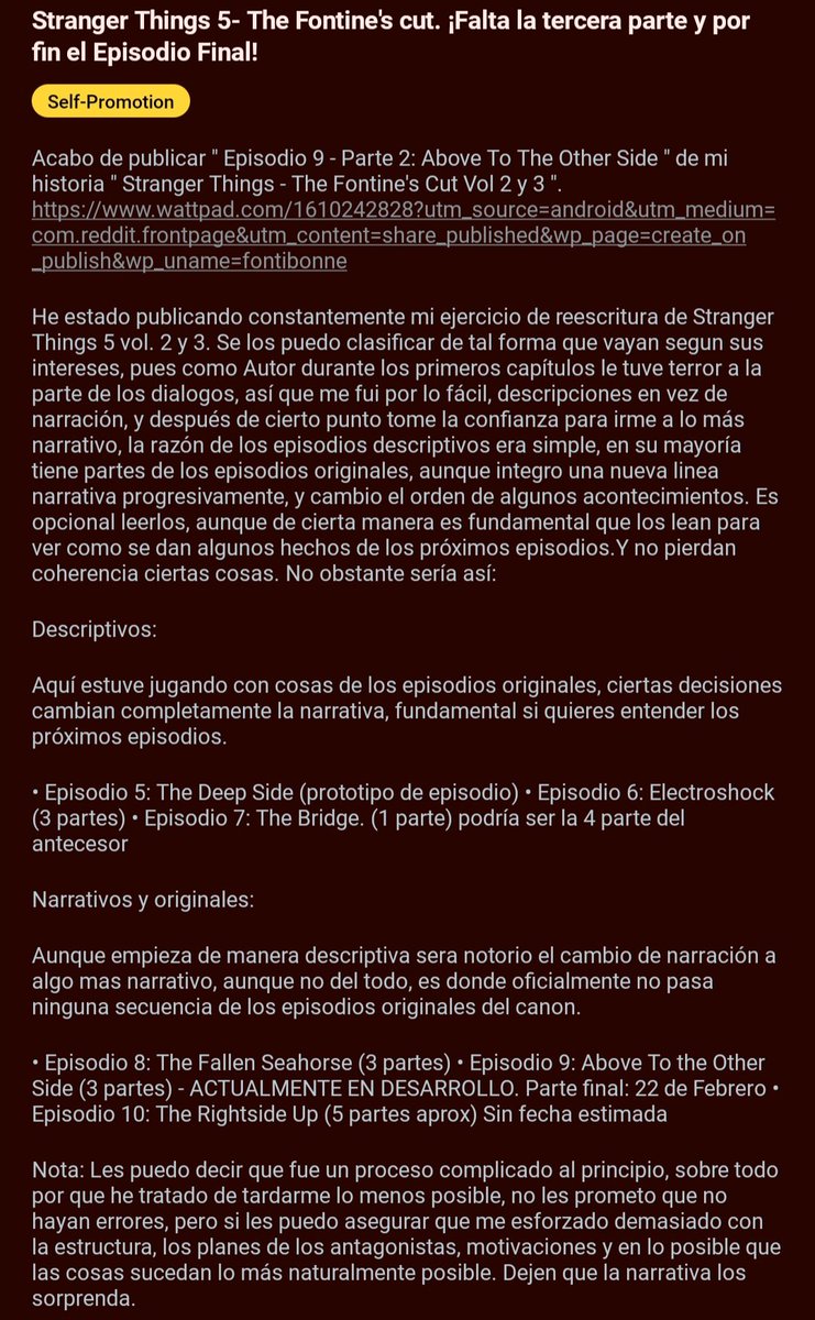 UchisMiguel's tweet photo. " Stranger Things - The Fontine's Cut Vol 2 y 3  " en #Wattpad https://t.co/6Ta8vb8EdQ
#StrangerThings5 #StrangerThings5finale 
Delen una oportunidad, yo no soy de los que me quejó del final. Soy el que propongo. Mi favorito hasta el momento es "Above to the Other Side" https://t.co/vcuelEjDQv