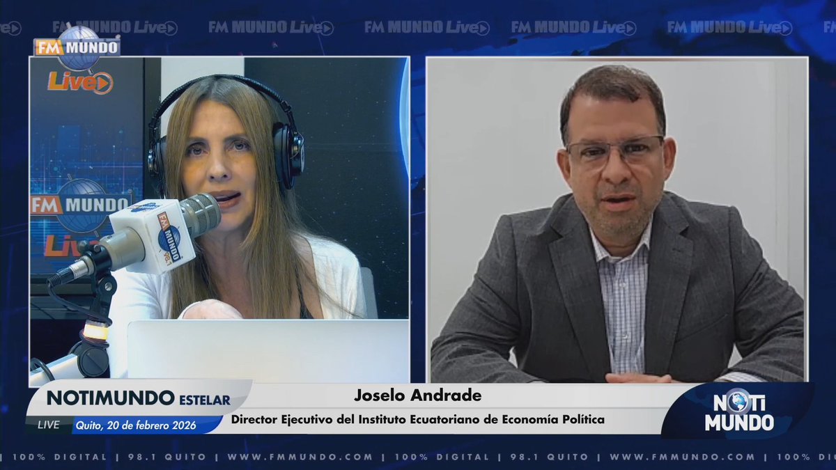 JoseloAndrade's tweet photo. Hace unos minutos en #Notimundo programa transmitido desde #Quito para analizar las consecuencias de la disposición de la Corte Suprema de Estados Unidos al eliminar "los aranceles de Donald Trump".

#IEEPenMedios.

CC: @ieep_ec https://t.co/ncLQZLIOL5