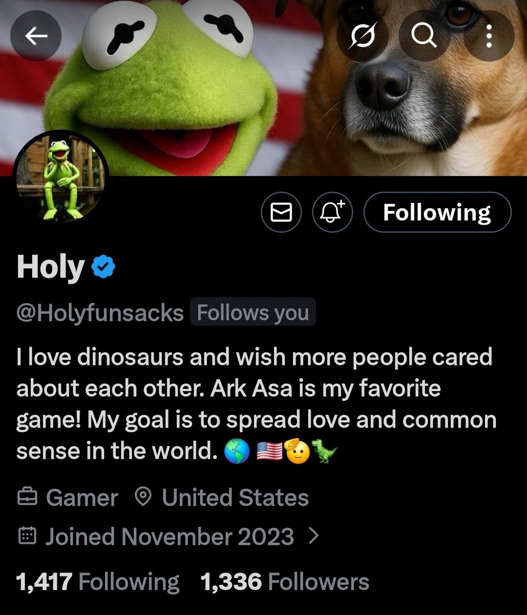 Holyfunsacks,Dino lover , Ark: Survival Ascended fan, spreader of love, common sense &amp; good vibes.

Real positive energy, fun posts, and zero drama!   

Keep spreading the love

Let's grow together!  

Let's go!!"

<a href="/Holyfunsacks/">Holy</a>