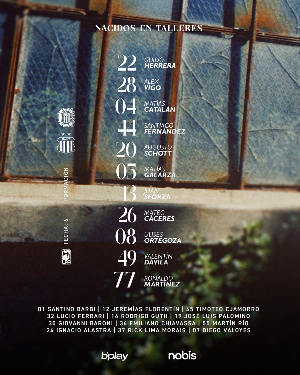 💙 TALLERES ESCALADO!

Com algumas novidades, esses são os 11 jogadores que vão à campo em Rosário!

#TalleresBR