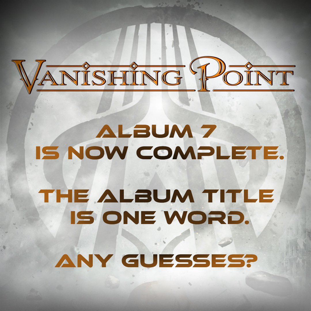 Vanishing Point Album Number 7 Is Now Complete! 

The album title is ONE word. Any guesses? Comment below! 

Come join us next Saturday when we play with Teramaze and Terrestrials to hear the track ‘Bring Me The Night’ from the new album! 

Get your tickets now. Link in our bio