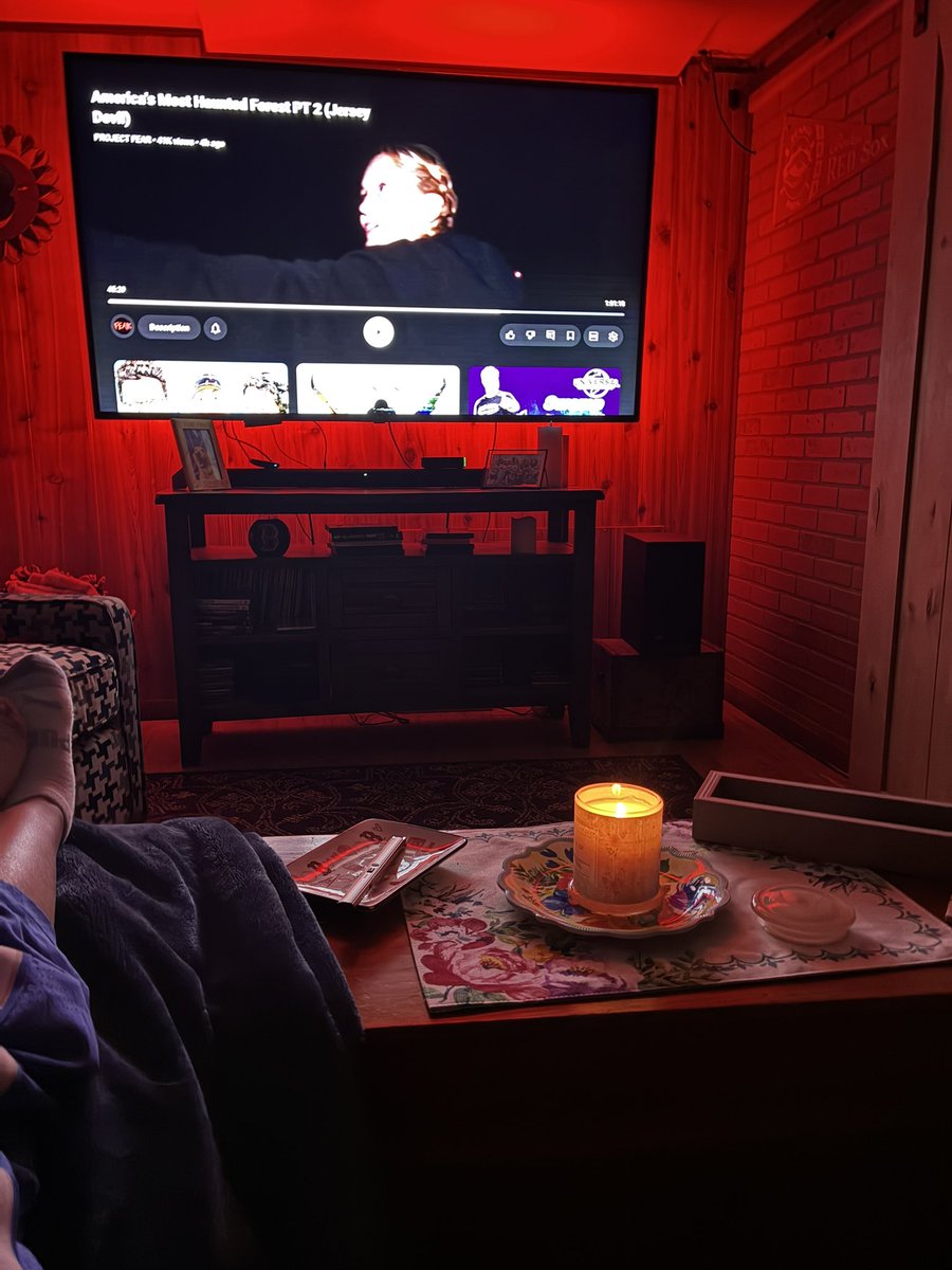 Relaxing on my couch.. Candle light and #ProjectFear!!! perfect Friday night!!!