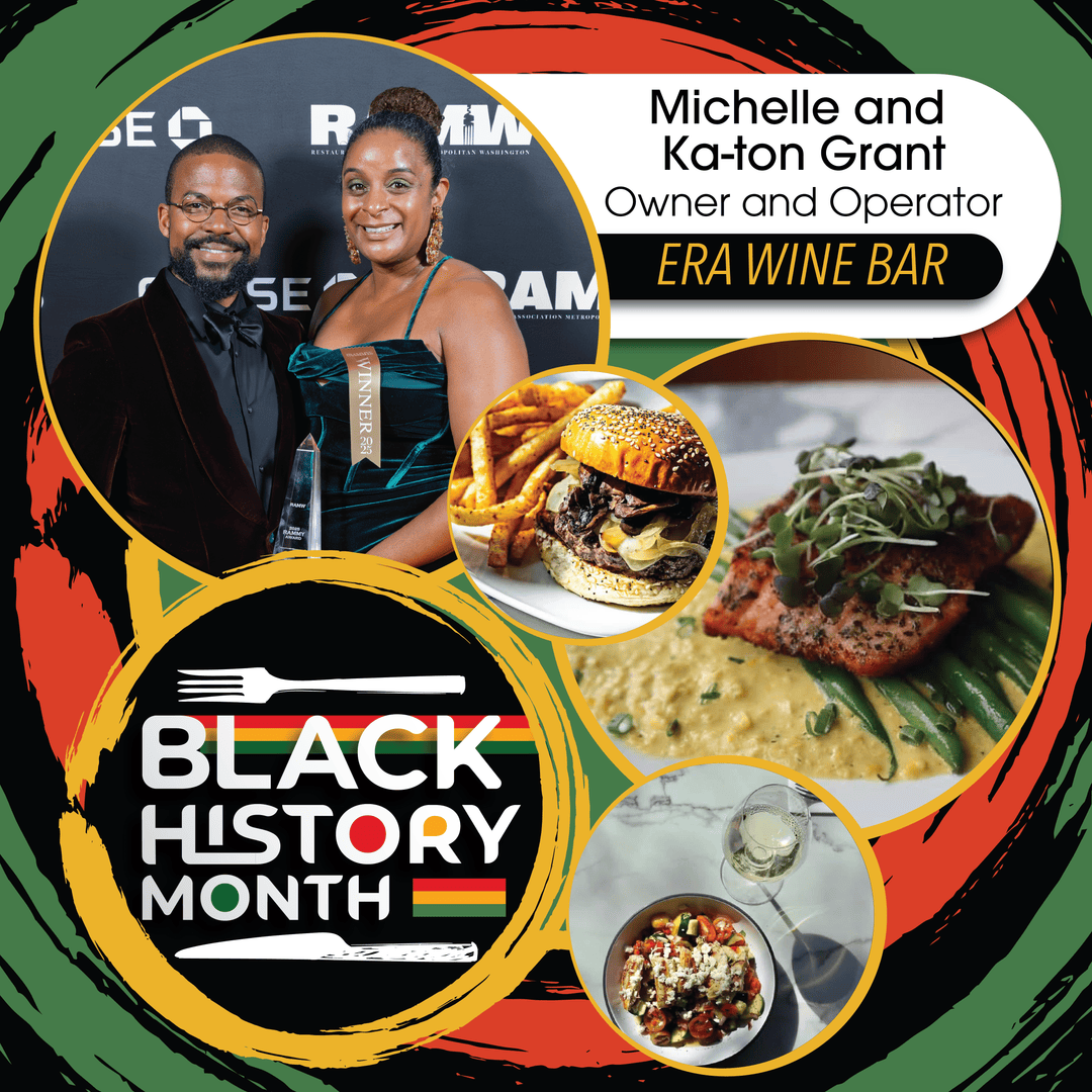 RAMWdc's tweet photo. This #BlackHistoryMonth, we’re proud to spotlight Michelle and Ka-ton Grant, Owners of Era Wine Bar — visionaries whose work blends hospitality, history, and community under one roof.
#TogetherWeDine #RAMW https://t.co/oZu2IcNpjc