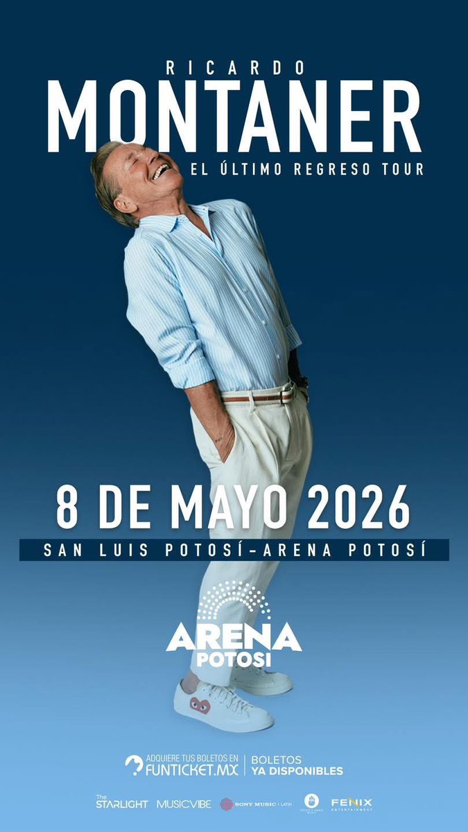 Planoinforma's tweet photo. EL ÚLTIMO REGRESO‼️🎤✨ ¡Ricardo Montaner llega a San Luis Potosí! ✨🎤 📅8 de mayo📍Arena Potosí 🎟️ Boletos a la venta en #Funticket compra aquí >> https://t.co/olGLtlToPJ
#RicardoMontaner #MusicVibeSLP https://t.co/RzehuxysYE