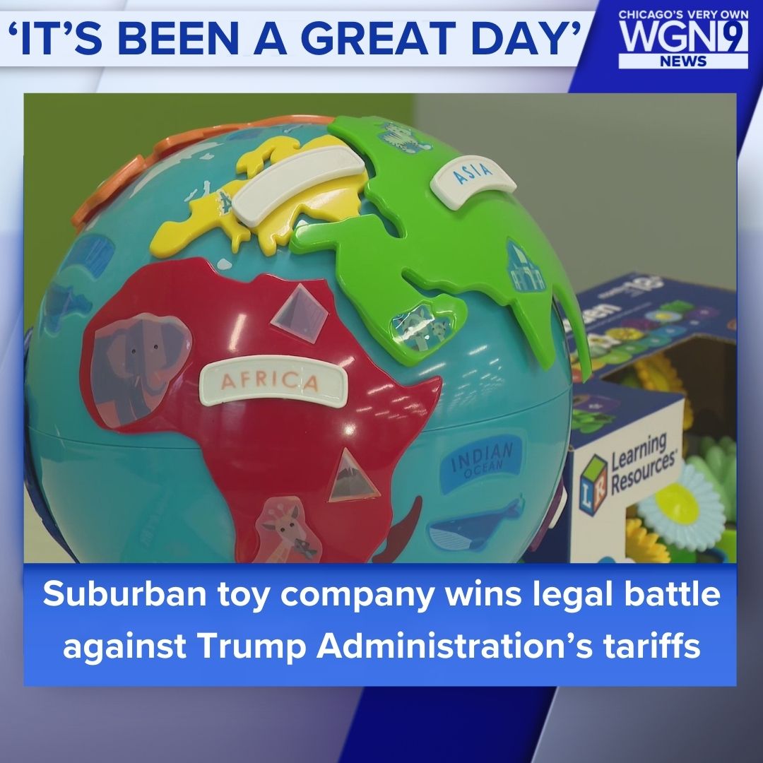 WGNNews's tweet photo. Importers around the country have a Vernon Hills toy company to thank for bringing forward the reciprocal tariffs case.

Read more on the outcome: https://t.co/TfsE4FK12m https://t.co/BCHIzo7J6V