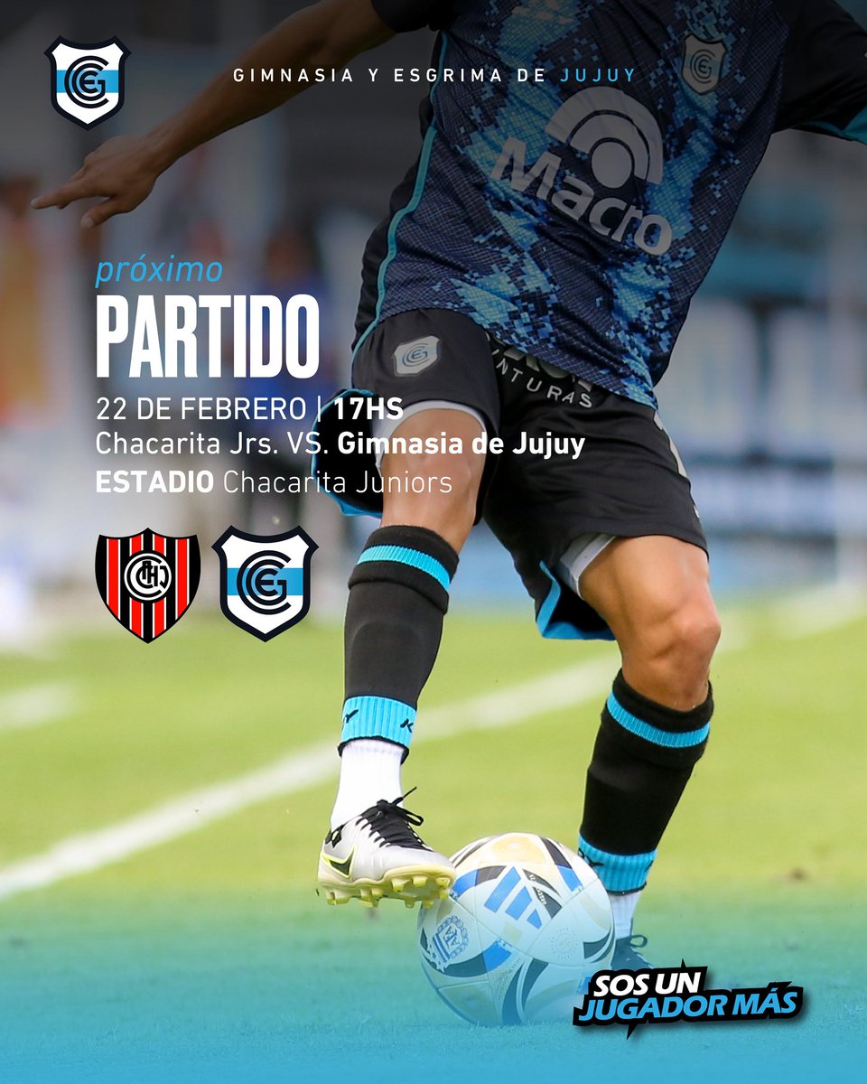 ¡𝗣𝗥𝗢́𝗫𝗜𝗠𝗢 𝗣𝗔𝗥𝗧𝗜𝗗𝗢!

#GyEJujuy 🆚️ #Chacarita

🗓 Domingo 22 de Febrero
⏱️ 17.00hs.
🏟 Estadio de Chacarita Juniors
🏆 Fecha 2 - Zona B - Primera Nacional
📺 LPF Play
👤 Juan Pablo Loustau

#DaleLobo 🐺⚪️🔵