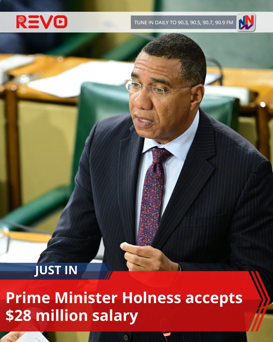 NationwideRadio's tweet photo. JUST IN: The Office of the Prime Minister, OPM, says Dr. Andrew Holness will accept the full salary and emoluments attached to the office, retroactive to September last year.

That means Dr. Holness will now earn a salary of $28.5 million.

READ MORE HERE: https://t.co/hzwytniLit https://t.co/lF9s2t074d