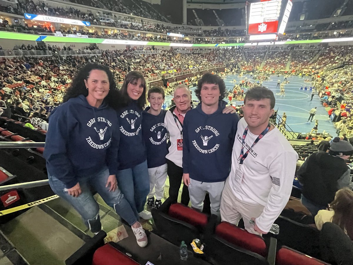 cwcfamily's tweet photo. Gabriel &amp; his support team attended the @IHSAA State Wrestling Tournament the last few days to cheer on friends &amp; family. He was tuckered out today. Tough dude! Cancer Sucks! @RCSDWildcats @gabewc123 https://t.co/T82CtWjpZx