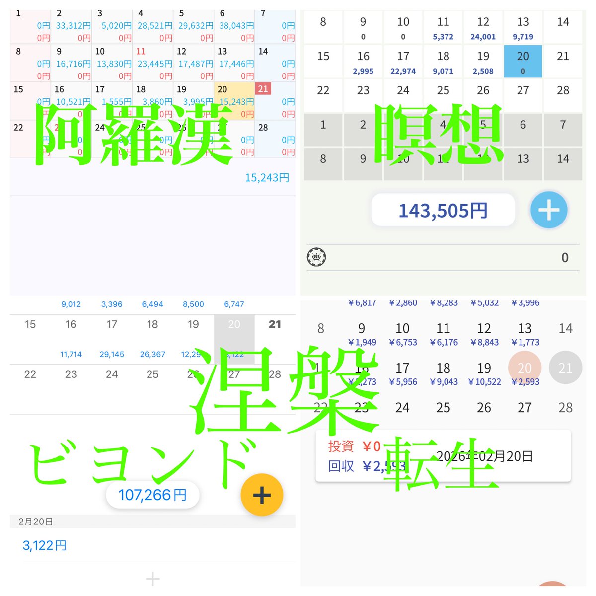 kimubb2003's tweet photo. 2/20の自動取引の売上！
GOLD
阿羅漢 0.01
15,243円

瞑想0.05
0円

涅槃 0.01
ビヨンド
2,953円

転生防御
3,122円

リンクはプロフです
涅槃子さん
@diet2003a
@nehangold
のオプチャに入って無料で使っています

#FX/ゴールドロング仮想通貨/EA/無料配布 #配当金  #押し目買い　#メタプラ https://t.co/rYDnMPA8Ed