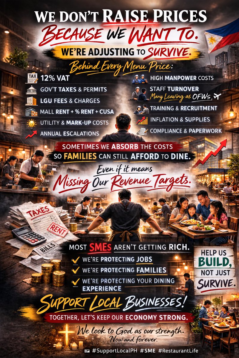 SMEs are squeezed between government collections, rental structures, and manpower migration - yet we’re expected to keep prices low.

Sometimes we absorb more than we should just to stay accessible.

This is a real sustainability issue for local businesses.

Who can relate?