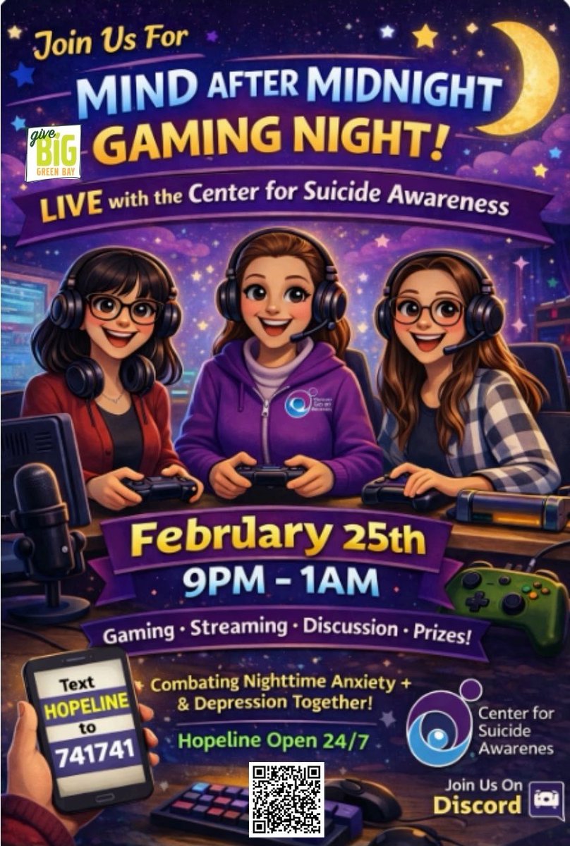 Calling all our streamers and supporters!   We are doing a Discord event !   Donations have potential of being matched.     Please join us!  Donations support our programs , our HOPELINE and saving lives!   ❤️