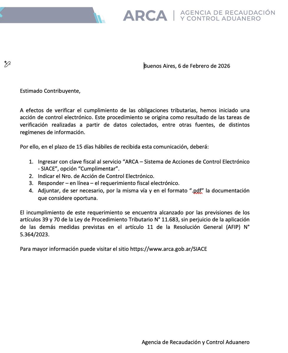 caritommm's tweet photo. Arca enviando verificaciones. Y nos da el instructivo para responder bajando el servicio SIACE (sistema de acciones de control electrónico) 🧐 
@BlogDelContador @Contadoresenred @TaxRevenge https://t.co/0ulV6grGlr