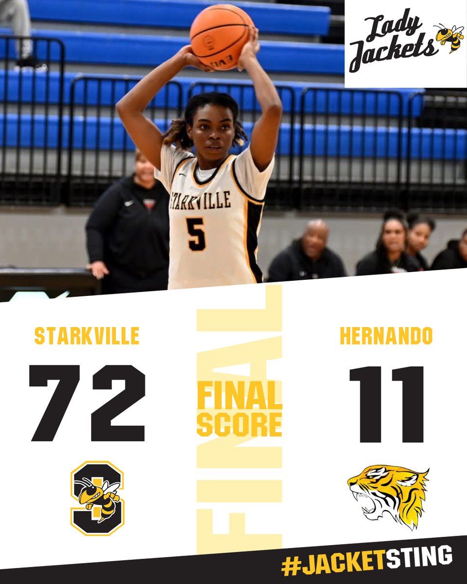 STKJackets's tweet photo. LADY JACKETS WIN!!! Starkville cruises past the Tigers in the opening round of the 2026 Class 7A playoffs!

SHS moves on to the quarterfinals on Thursday (Feb. 26) at Mississippi Valley State vs. the winner of Clinton and Desoto Central at 6 p.m.!

#JacketSting https://t.co/8GSPc64nui