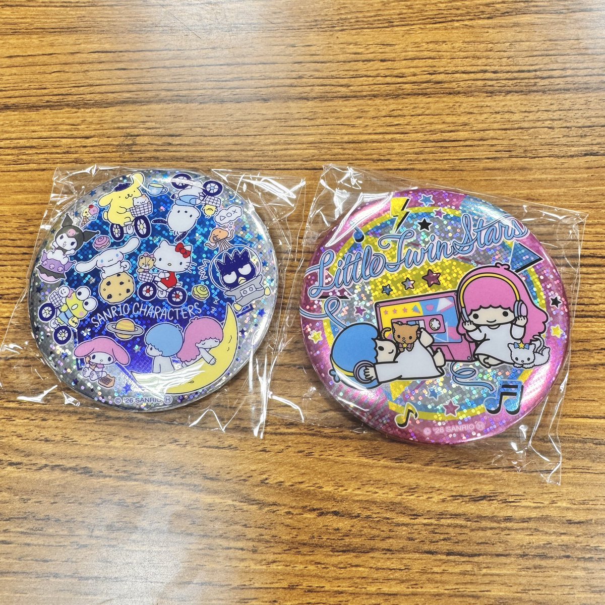 朝買ったサンリオの缶バッジ、一番欲しかった全員バージョン出たー！！