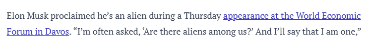 He hasn't claimed to be a vampire alien once... throughout the years he keeps circling back and saying he's a vampire alien  

This was last month... this narrative is insane 

$valien