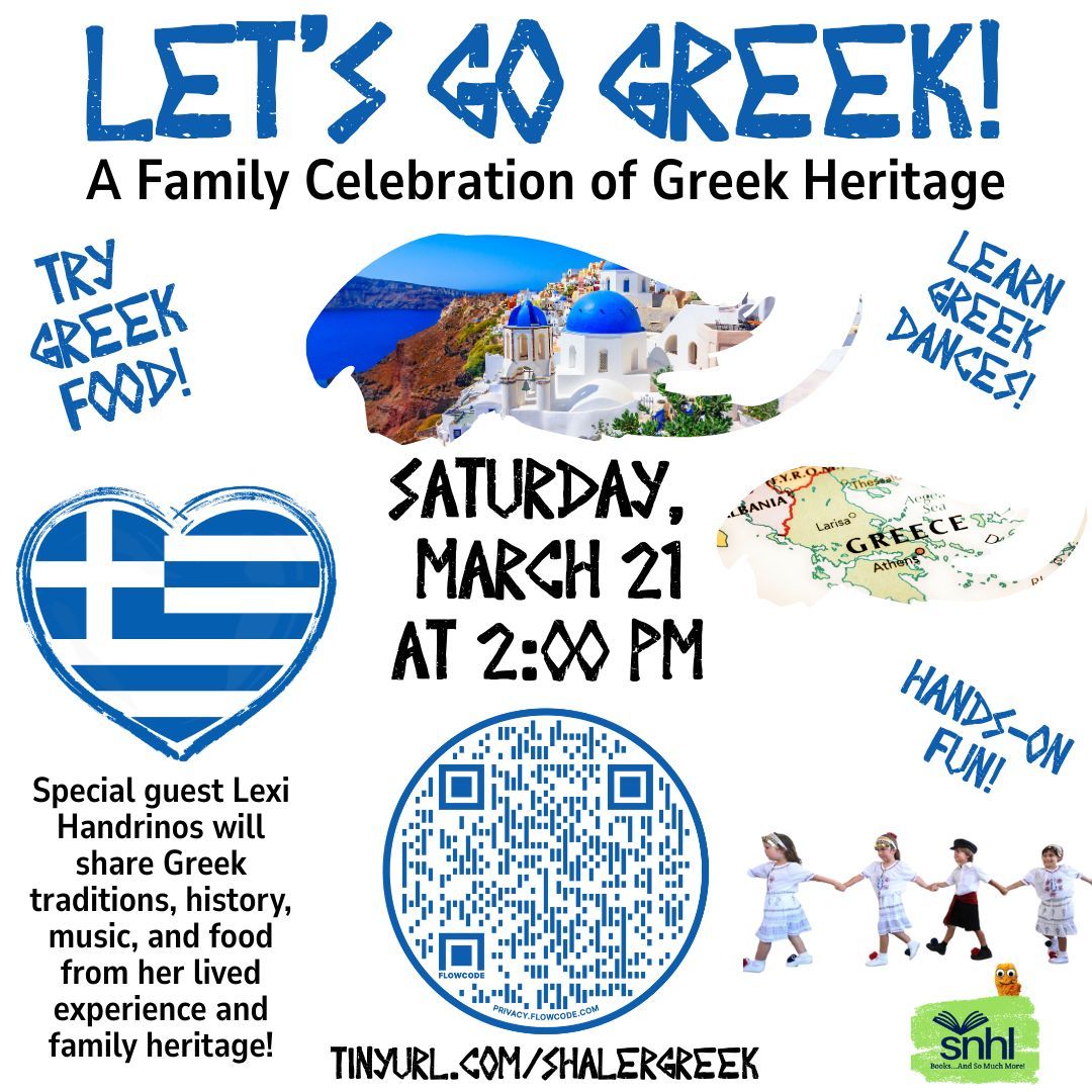 shalerlibrary's tweet image. Let's Go Greek! 💙 A Celebration of Greek Heritage at #ShalerLibrary on Saturday, March 21 at 2 PM! Please register at buff.ly/OkcqUgV. Celebrate Greek Independence Day with a fun, family-friendly program of history, music, and food. #snhl #LetsGoGreek #PittsburghKids