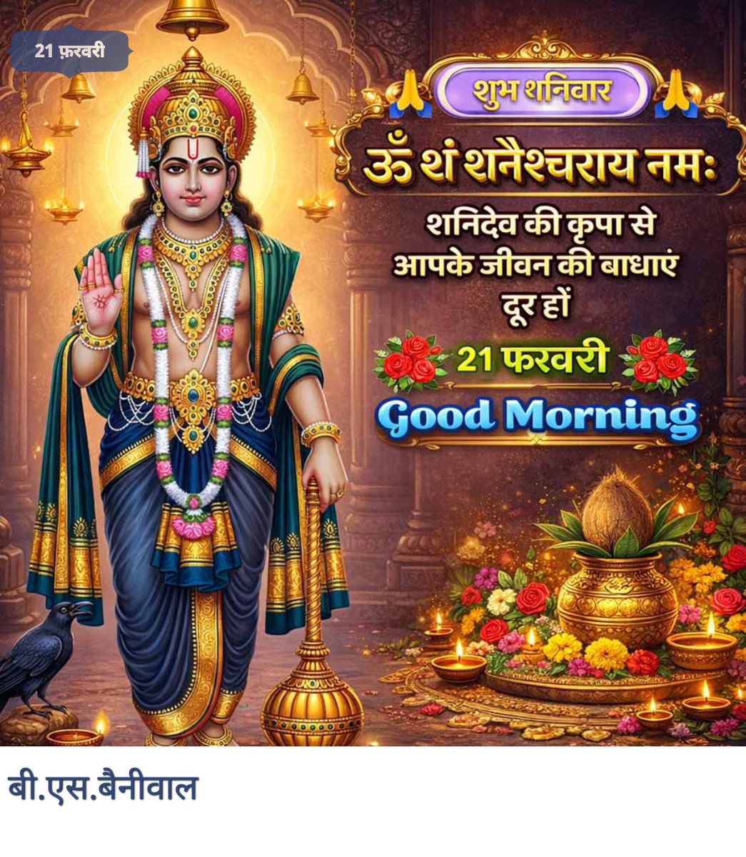 🌄 प्रातःकालीन अभिनंदन 🙏
🚩जय श्री राम🙏
🚩जय श्री हनुमान  जी 🙏
🕉️ऊं शं शनैश्चराय नमः 🙏
🌅 आपका दिन शुभ एवं आनंदमय हो 🙏