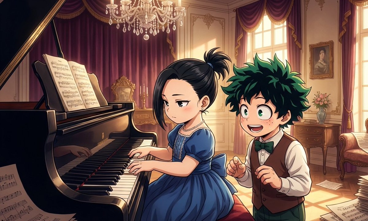 #IzuMomo 

¡Hola! 

Referente al proyecto que hable hace tiempo, utilizaré IA para hacer algunas ilustraciones y posiblemente "capturas falsas" de algunas escenas del anime. 

Habrá algunos cambios importantes, como el hecho de que Izuku tendrá un padre. 

🐢✨