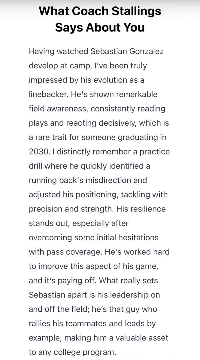 SebastianG2012's tweet photo. Thank you coach stalling for this report had a great time at @EXACTSports camp. @LIEliteFootball https://t.co/5A1Guzom37