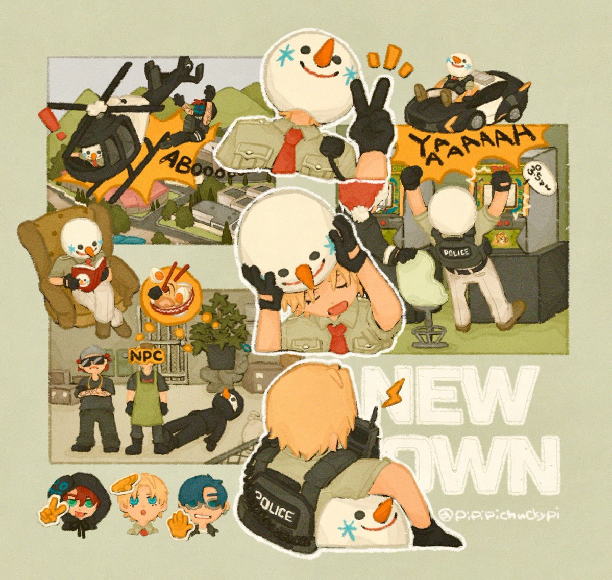 ⛄️🚓  #絵クス絵画  #NEWTOWN