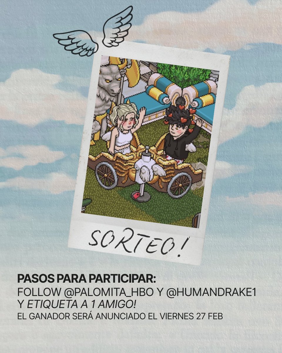 ☁️ SORTEO ESPECIAL ☁️

¿Te gustaría ganar unas Alas Cupido Retro? 💘🪽

Para participar solo tienes que:
✅ Seguir a <a href="/Palomita_hbo/">Palomita.</a> 
✅ Seguir a <a href="/humandrake1/">Human</a> 
✅ Etiquetar a un amigo en los comentarios

📅 El sorteo finaliza el viernes 27.
Anunciaremos al ganador/a ese mismo día.