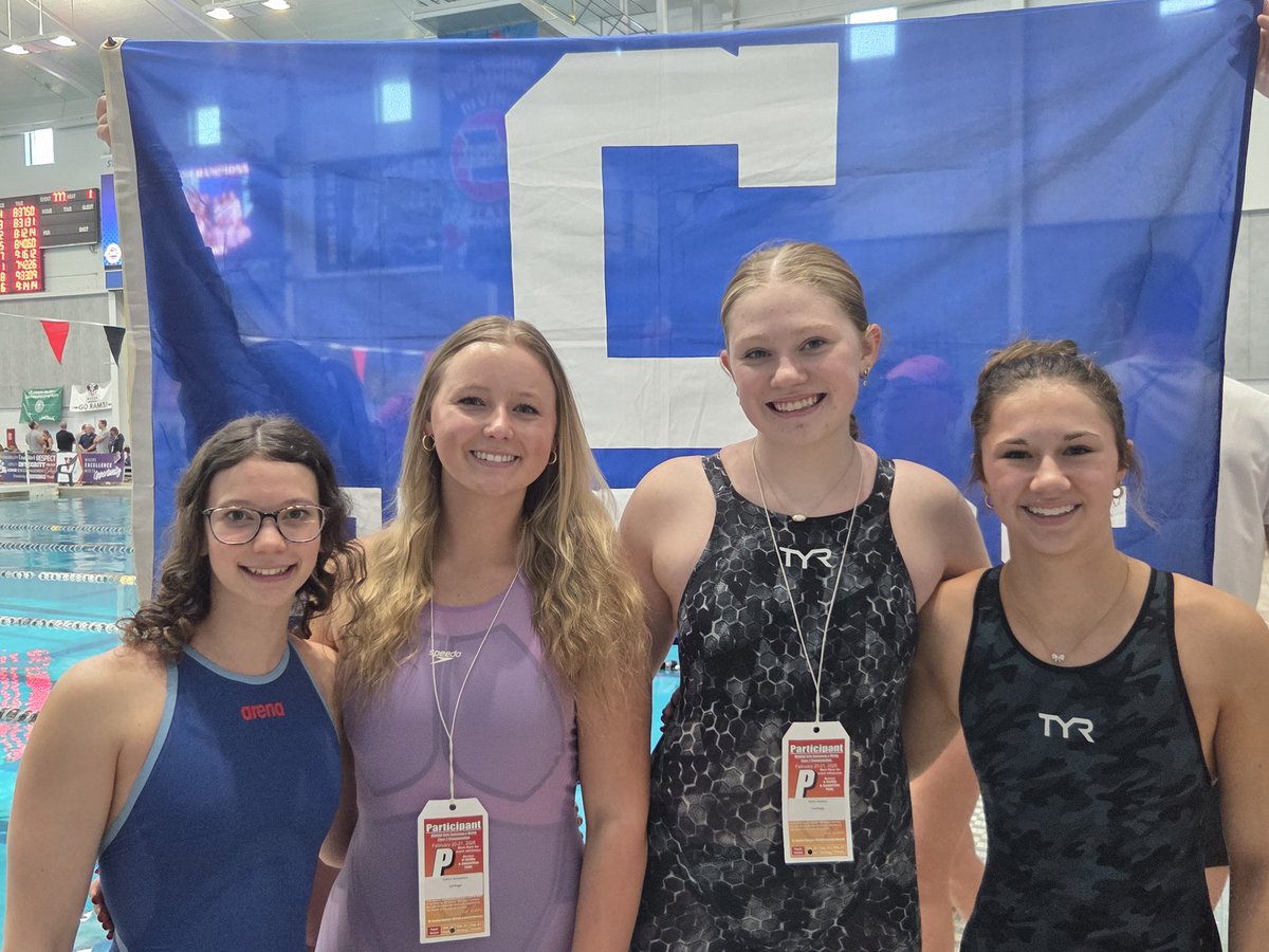 coachbmcbride's tweet photo. Carthage's 400 Freestyle Relay of Dininger, Samuelson,  Wallace, and Manning placed 31st swimming a 4:07.88. Great meet Lady Tigers. Coach Riley and I are very proud of you all. We love ya. https://t.co/tSQ2tuzbTR