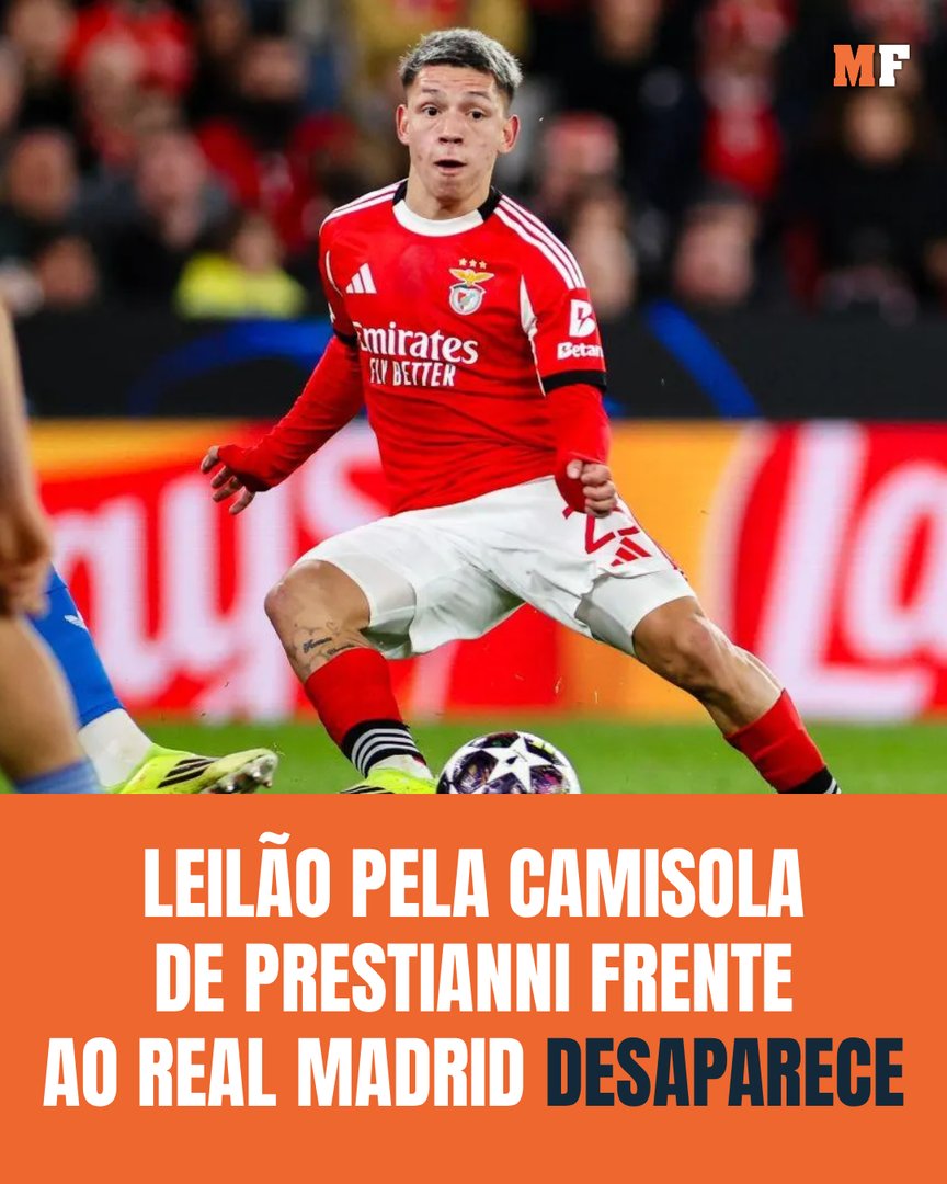 maisfutebol's tweet photo. Preço oferecido pela camisola chegou a atingir os 1200 euros.
Saiba mais: https://t.co/VUjRKNSLMi
#benfica #prestianni #camisola #leilao #realmadrid https://t.co/X9sAOyuDCP