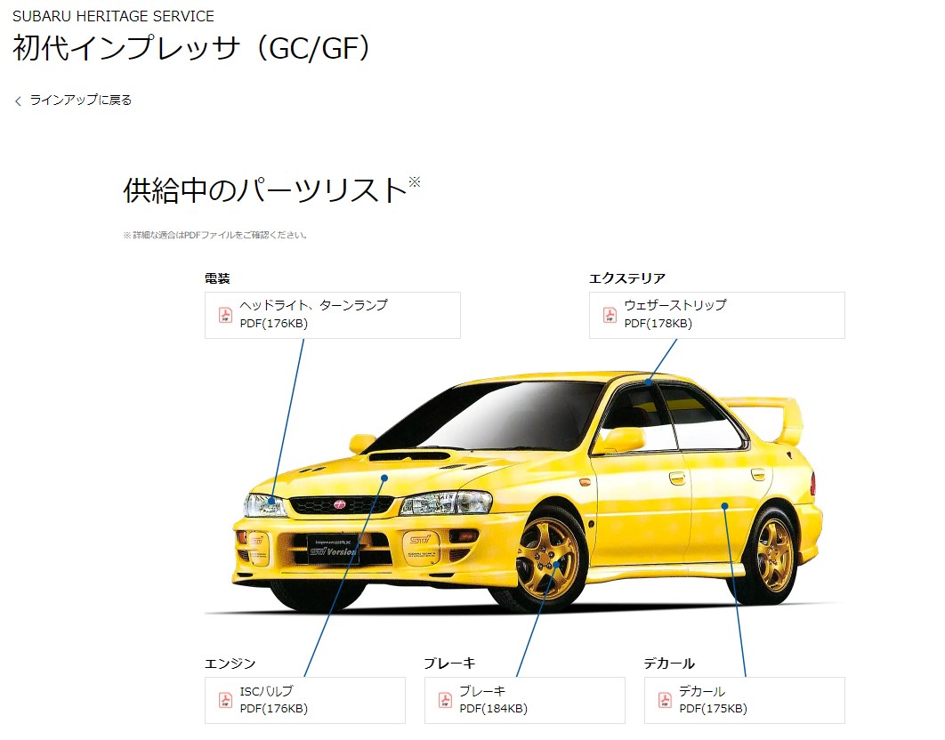 subaru_kinki's tweet image. ◤◢◤SUBARU HERITAGE SERVICE 始動！◢◤◢
SUBARU車を長年愛用している皆様に向けた「SUBARU HERITAGE SERVICE」がスタート！
専用ページを通じて部品供給など、長く愛車と共に過ごすための支援を行います。

まずは初代インプレッサ（GC/GF）パーツリストを公開中⚡️