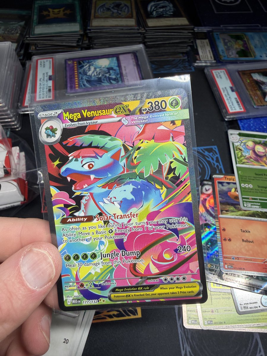 SquaredCollect's tweet photo. What an insane week! Tons of BIG cards going out to new homes. Which means we have room for cool NEW stuff...

Like this pack-fresh Mega Venusaur EX SIR from Mega Evolution - JUST PULLED!

Live now on our TCGPlayer shop: https://t.co/ccqzRYFnRL https://t.co/9zMcWaxgG9