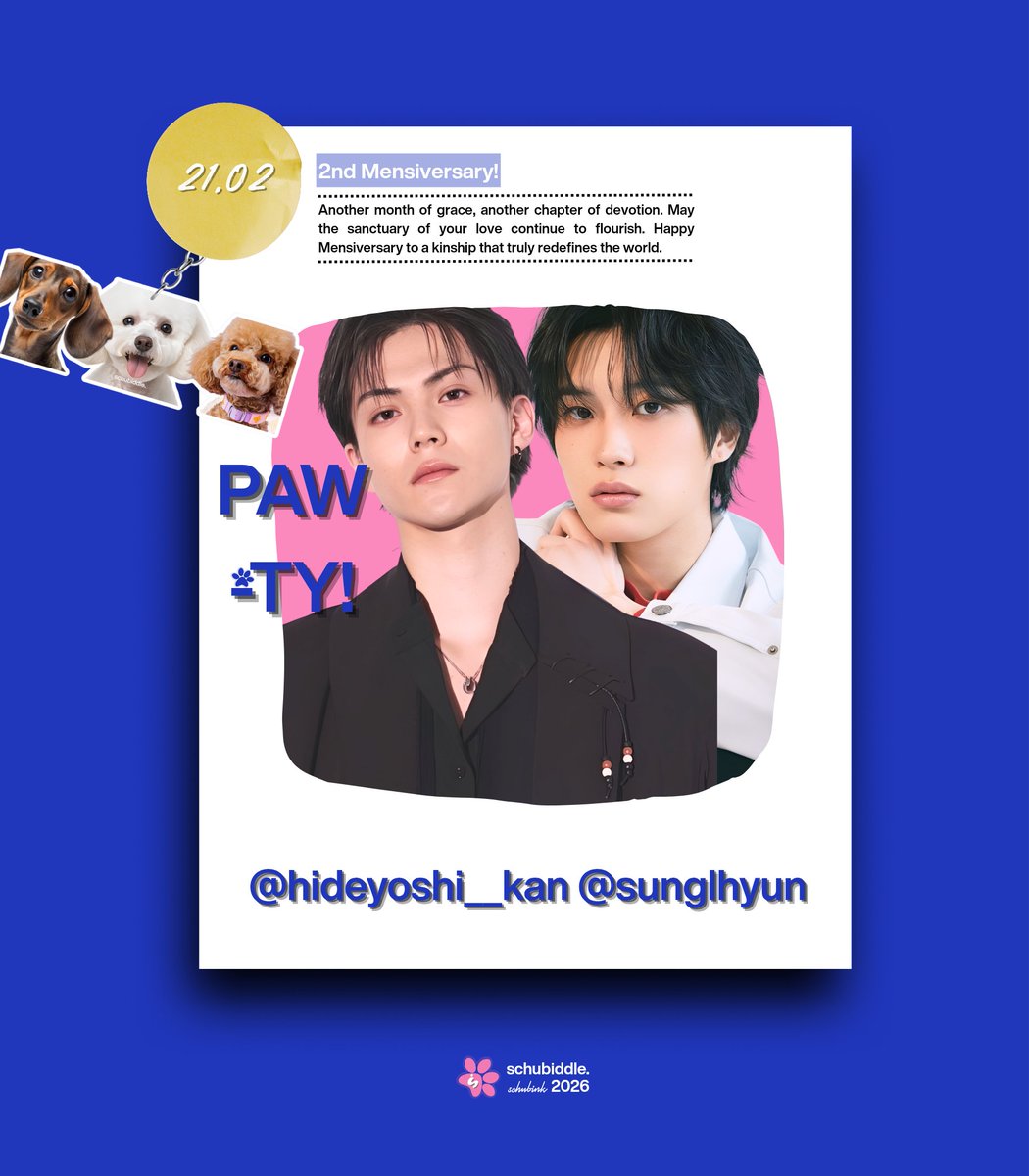 Happy mensive to our Puppiester <a href="/hideyoshi__kan/">Hideyoshi.</a> and partner <a href="/sunglhyun/">편성현 #RUNRUNRUN.</a> ♥︎ Here’s to a month filled with gentle paw-prints, quiet growth, shared warmth and little moments that feel like sunlight on soft fur.