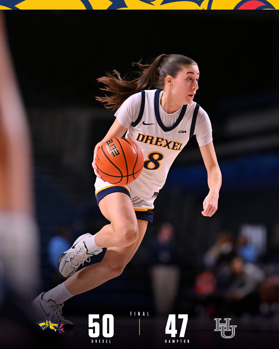 DrexelWBB's tweet photo. DRAGONS WIN🔥

Drexel comes from behind to defeat Hampton, 50-47!!!

#FearTheDragon 🐉 https://t.co/fCsV4gAur0