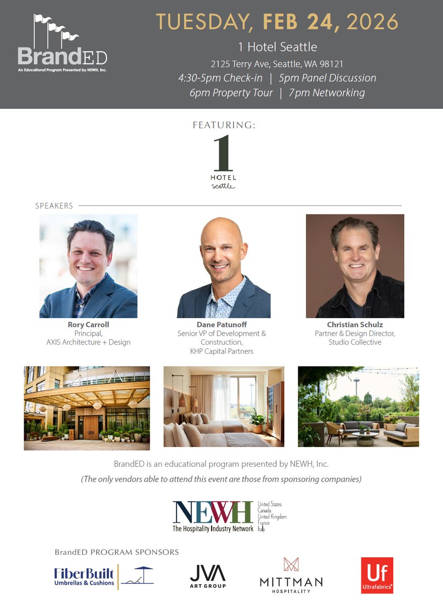 AXISArchDesign's tweet photo. On February 24, AXIS Principal Architect Rory Carroll will join Studio Collective Partner and Design Director Christian Schulz and KHP Capital Partners SVP of Development Dane Patunoff at 1 Hotel Seattle for NEWH, Inc Seattle Chapter’s BrandED event. 

https://t.co/4FDluF3fxv https://t.co/sYg8eg5omL