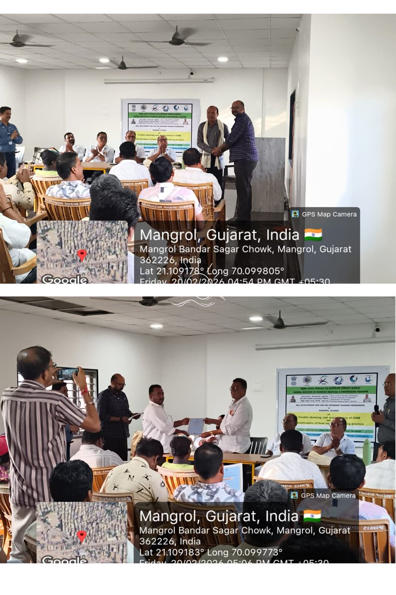 CifnetH's tweet photo. CIFNET successfully conducted a
03 days Skill Development Training programme under #PMMSY,for 25 #fishers of #Mangrol,Gujarat on topic "#Maintenance of #boatEngine & #FishingPractice"funded by #NFDB from 18.02.26 to 20.02.26 jointly with #MPEDA-NETFISH &DoF Gujarat @FisheriesGoI https://t.co/2sThQTtppl