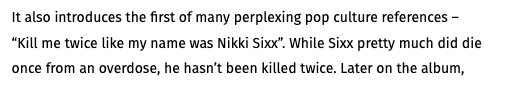 obivously the real article isnt that rude about it but ??? like how dumb do you gotta be to pick out a single line from a song YOU misunderstood because you??? TOOK IT LITERALLY??? and then call it a "perplexing pop culture reference" DUDE JUST SHUT UP YOURE STUPID