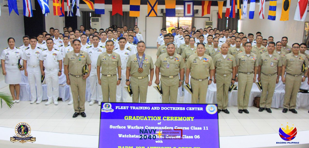 Fleet Holds Joint Graduation Ceremony for Surface Warfare and Watchstander Courses

Read More here:
navy.mil.ph/pf/article.php…

#PhilFleetVanguardofOurSeas
#ProtectingtheSeasSecuringOurFuture
#ModernMultiDomainSelfReliantCrediblePartner
#AFPyoucanTRUST
#SundaloSalamatSaSerbisyo