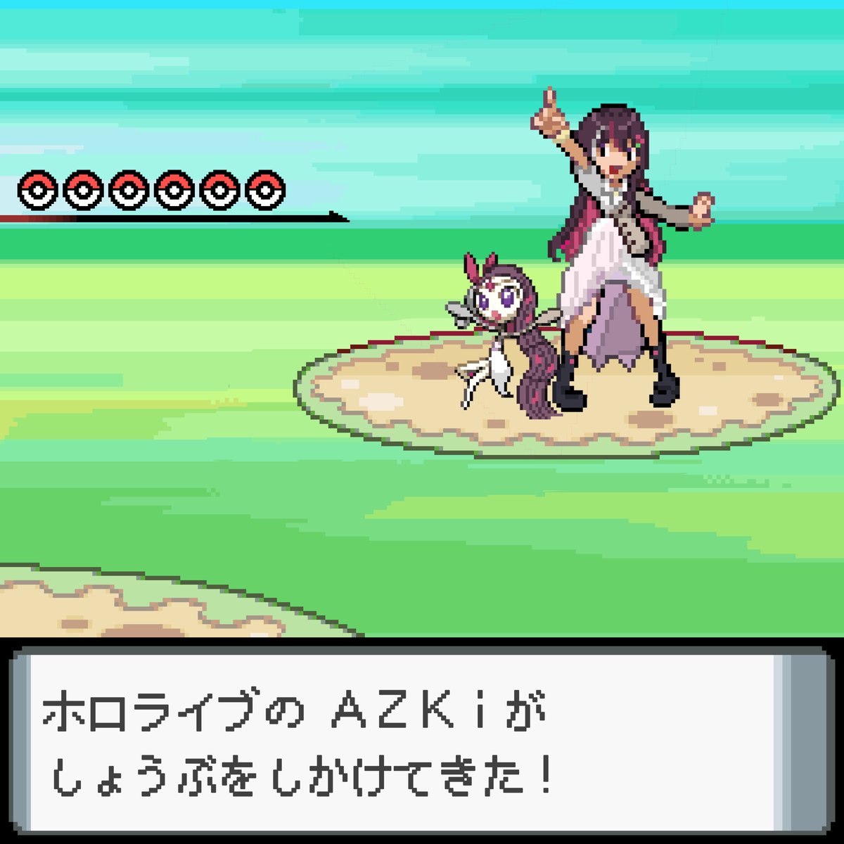 ポケモンバトル画面風ドット絵 #AZKi #AZKiART
