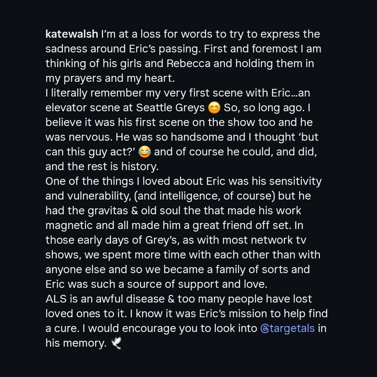 kate walsh paying tribute to eric dane on her ig. I'M CRYING AND SOBBING 😭😭❤️‍🩹