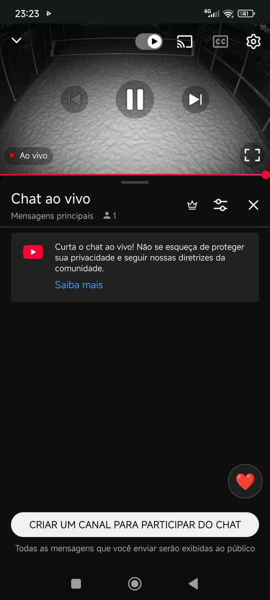 Que maluquice só eu estou vendo esta live.  Que do nada apareceu no meu feed do YouTube . Tá com áudio e tudo mais. Acho que terminou a transmissão e esqueceram de desligar  kkkkk