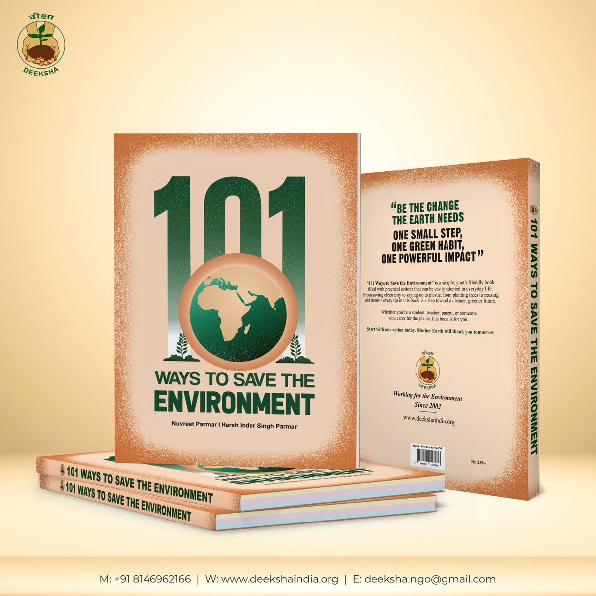 DeekshaEco's tweet photo. Published an impactful book “101 Ways to Save the Environment.” Brings together small, practical actions to help young minds develop environmental awareness &amp; responsible habits in everyday life. Authored by Nuvreet &amp; Harsh. Foreword by Mr Anupam Kher. https://t.co/C3a1PjuX23