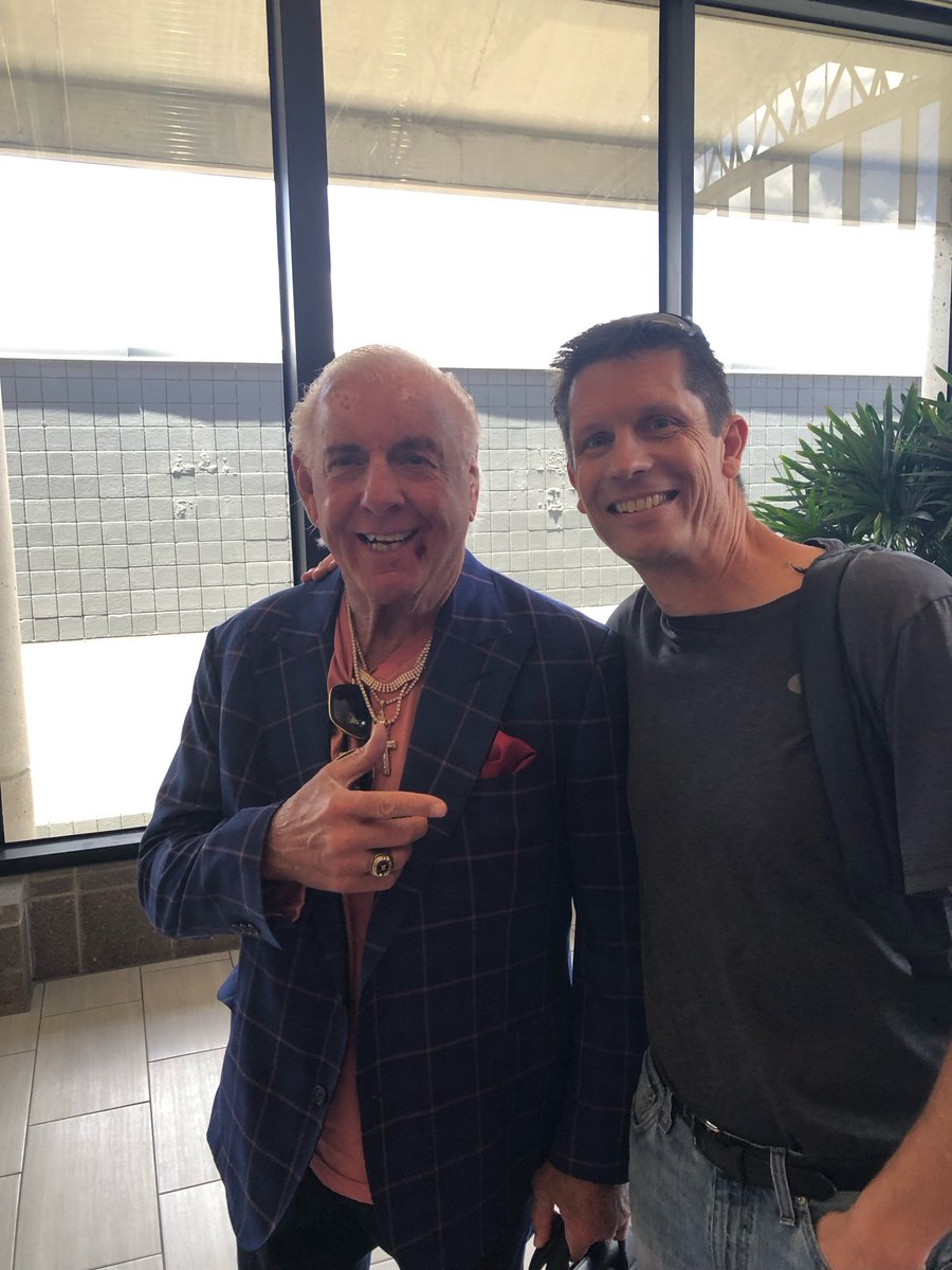 MandySchu's tweet photo. @TBTimes_Bulls  he was just like an 8 year old fan when he spotted Rick Flair on our shuttle at the airport - the only time I ever saw the fan boy side surface 🤣🤣 
💔💔#ripjoey https://t.co/5pXIyHmHdG