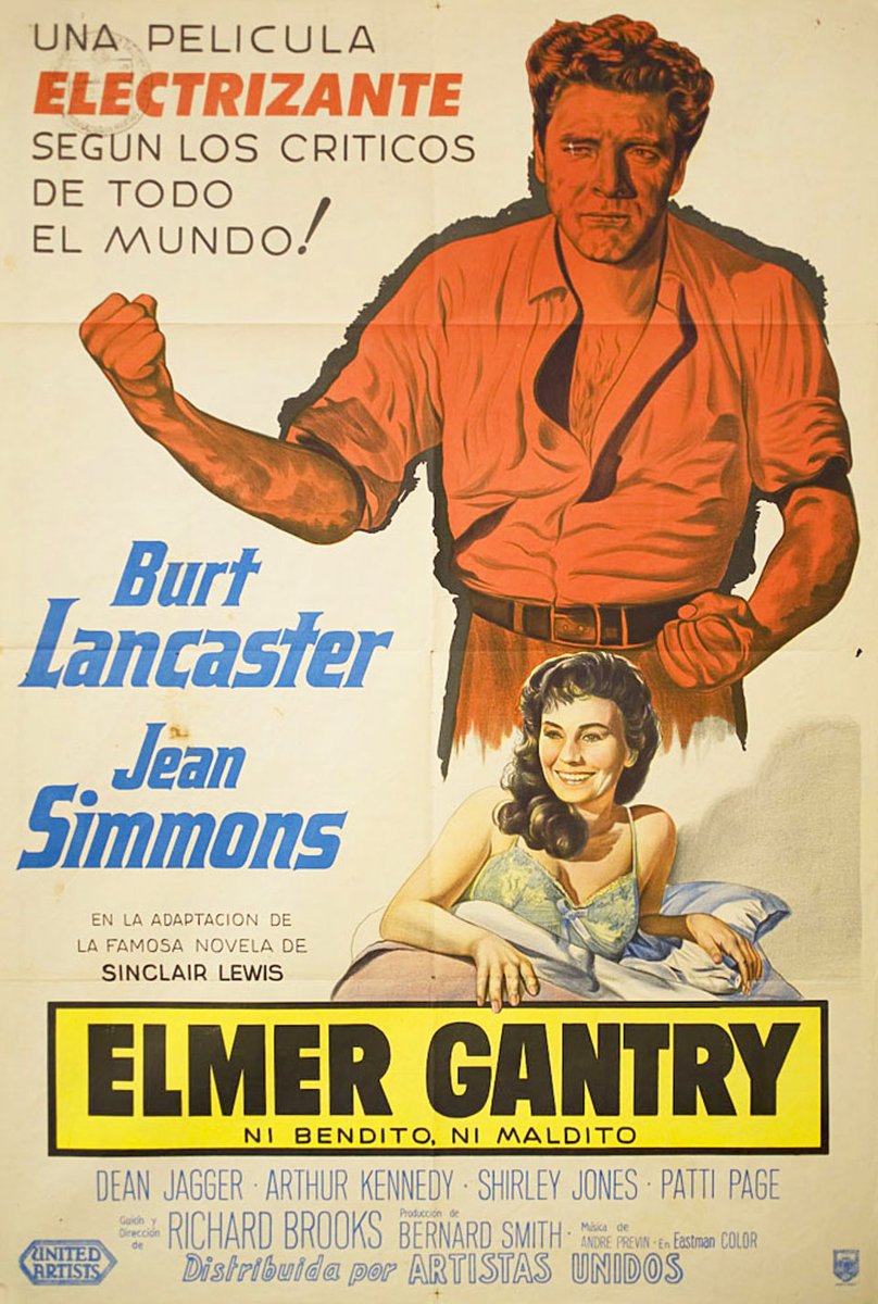 TCMComingUp's tweet photo. #ComingUpOnTCM
ELMER GANTRY (1960) Burt Lancaster, Jean Simmons, Arthur Kennedy, Shirley Jones
Dir.: Richard Brooks 7:15 PM PT
A fast-talking traveling salesman becomes a fast-talking evangelist preacher.
2h 26m | Drama | TV-PG
#TCM #TCMParty #SinclairLewis https://t.co/StvE4Kgvq5