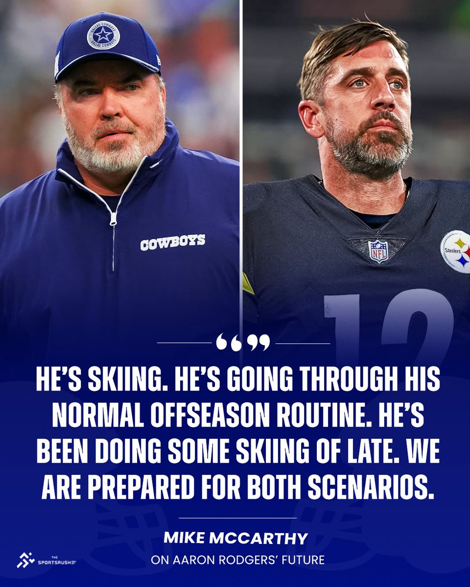 TheSportsRushUS's tweet image. Mike McCarthy gets honest about Aaron Rodgers’ future in Pittsburgh amid retirement rumors 🏈

#MikeMcCarthy #TheSportsRush #Pittsburgh #NFL #Steelers