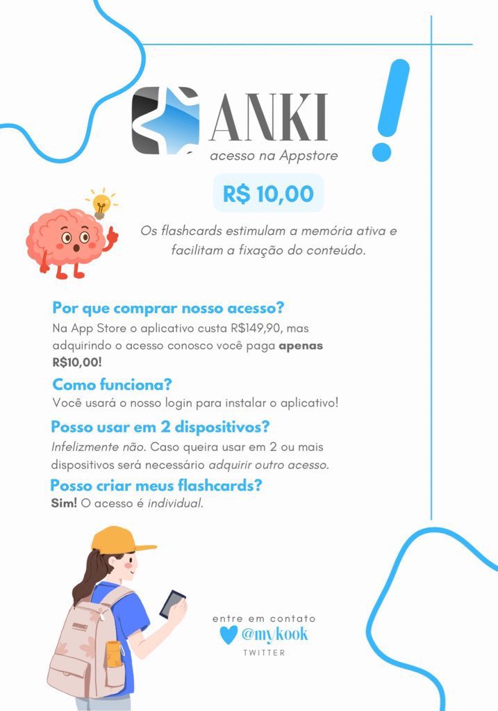 ⭐️ você usa iphone/ipad e quer estudar pelo ANKI sem pagar R$150?😱

aqui está a solução!! por apenas R$10 você adquire o ANKI no SEU iphone ou ipad!!! 🫵🏻

‼️ para mais informações me chame no privado ou deixe um comentário