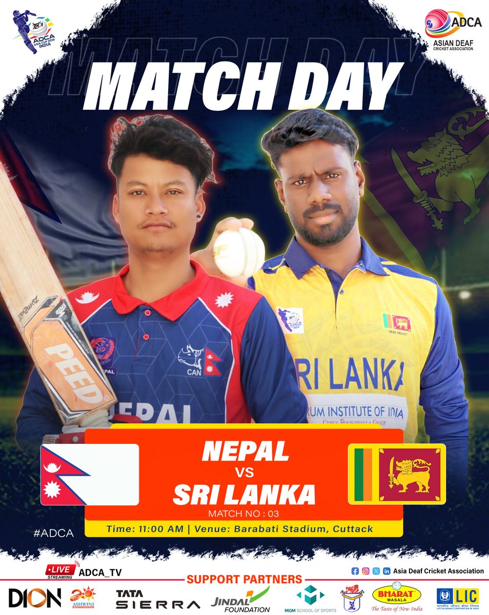 🏏 Match Day Alert! Nepal 🇳🇵 vs Sri Lanka 🇱🇰 | Match No. 03 | ADCA T20I Asia Cup 2026
Get ready for another thrilling clash in the ADCA T20I Asia Cup 2026 as Nepal takes on Sri Lanka in Match No. 03 at the historic Barabati Stadium, Cuttack.
Feel the excitement, witness