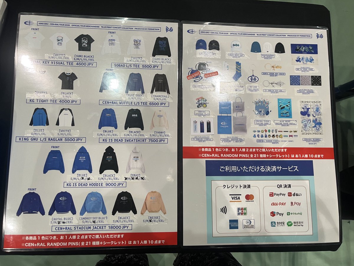 現在のKing Gnuグッズ売れ切れ状況はこんな感じです！ パーカーのXXLは